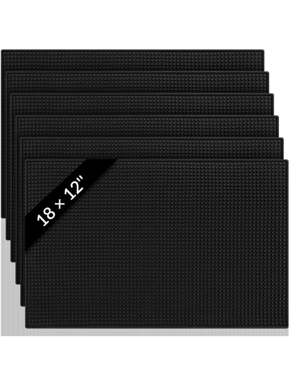 10 Pack Black Bar Mats - 18x12 Inch Countertop Service Liners for Home & Events